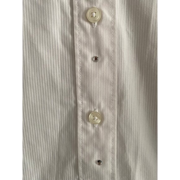 Las Olas Oved Intl Blouse Button Front Flamingo Embroidered Silver Stripe Small - Picture 8 of 11